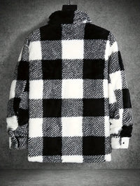 Men's Black and White Checked Fleece Jacket - Riley-S-State of Style
