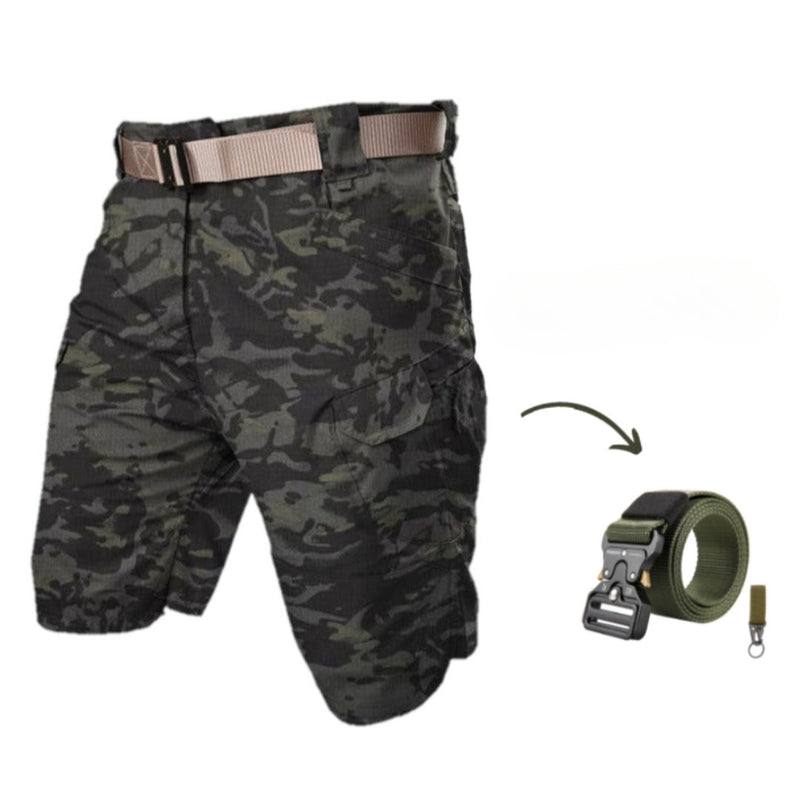 Men's cargo shorts with 7 pockets & free belt – Taro-Army green + belt-S-State of Style