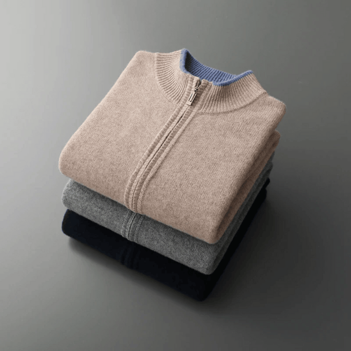 Men's Cashmere Zip Jacket – Laurent-Khaki-S-State of Style