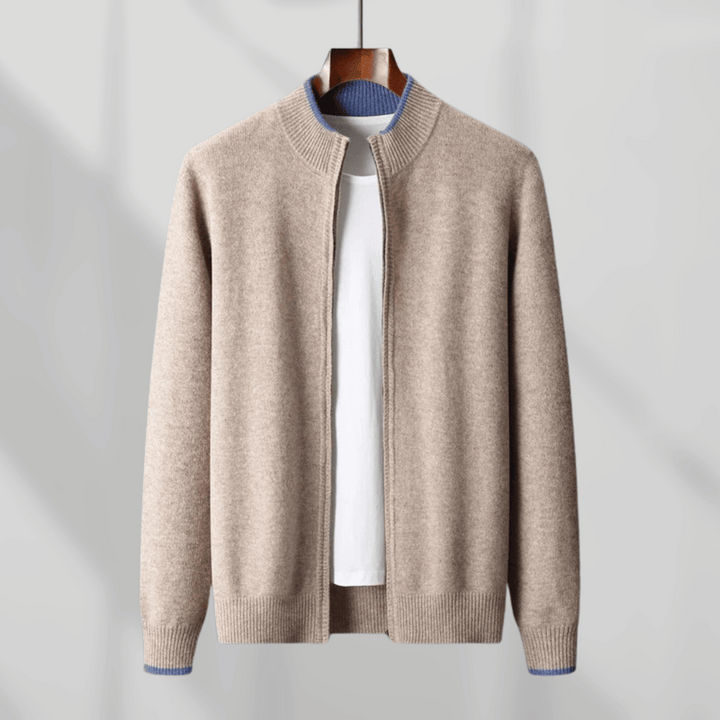 Men's Cashmere Zip Jacket – Laurent-Khaki-S-State of Style