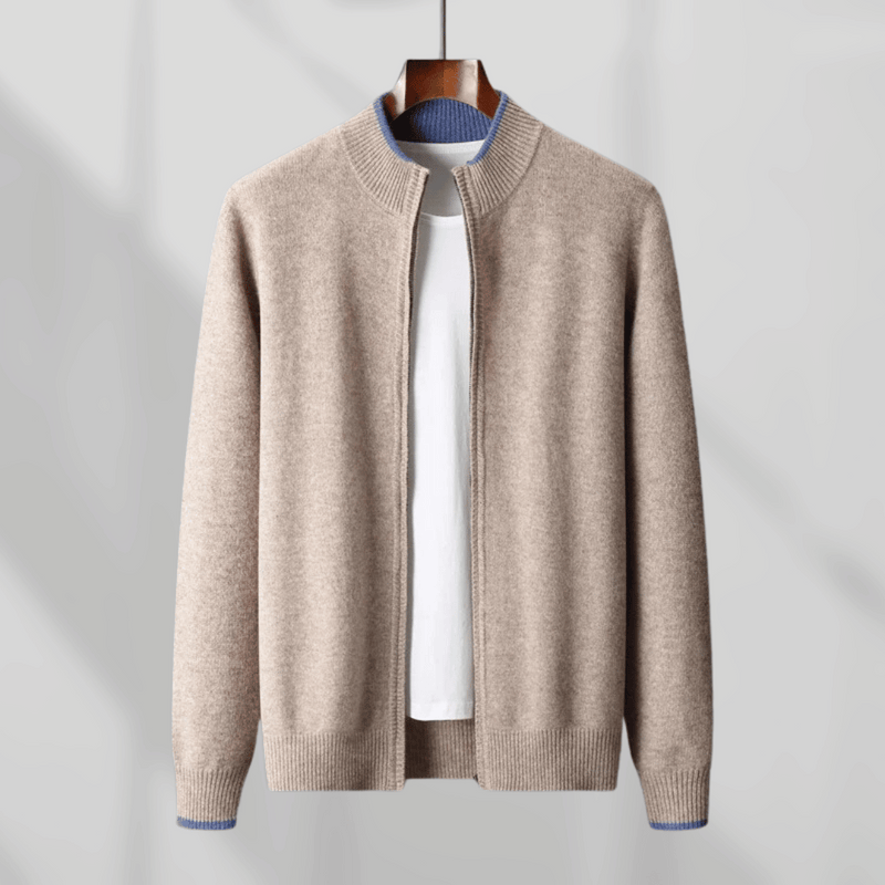 Men's Cashmere Zip Jacket – Laurent-Khaki-S-State of Style