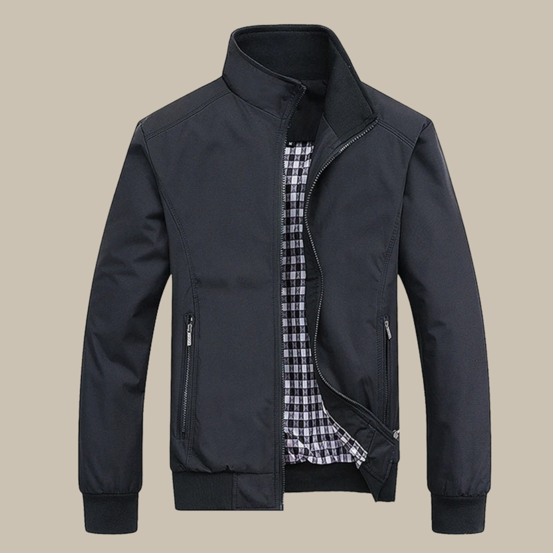 Men's Casual Windbreaker | Tommy Summer Jacket with Collar-Black-M-State of Style