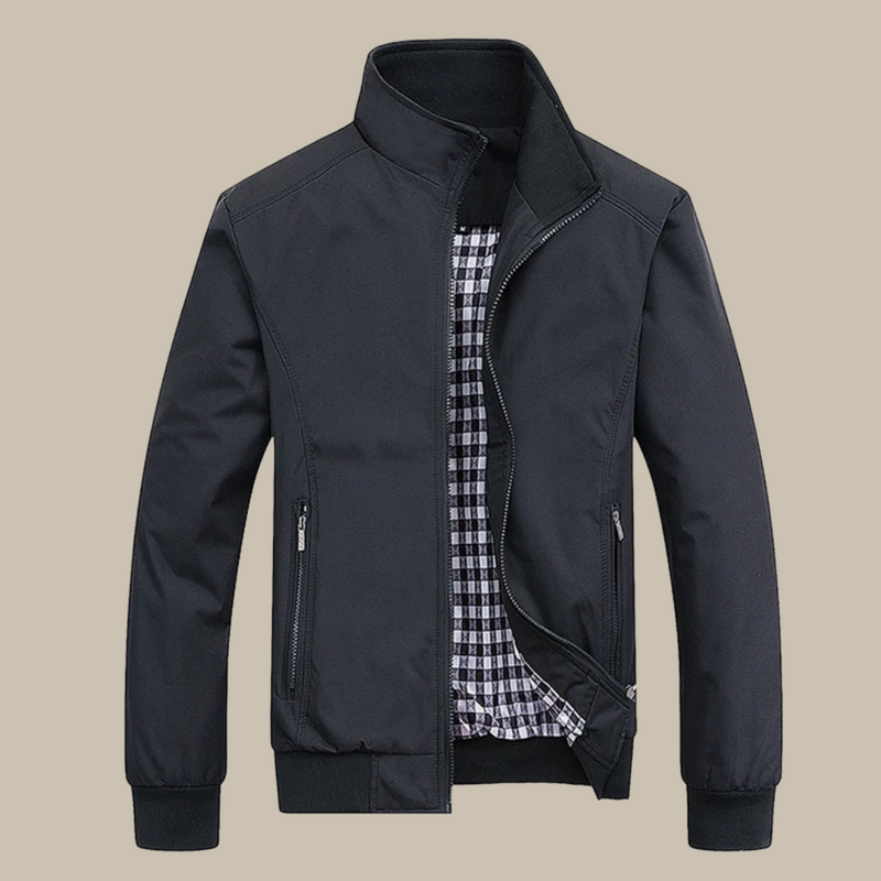 Men's Casual Windbreaker | Tommy Summer Jacket with Collar-Black-M-State of Style