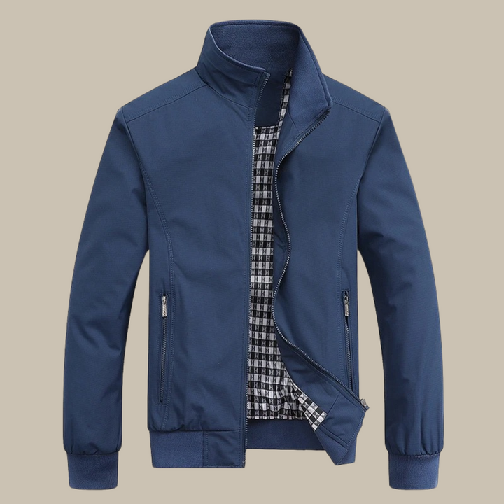 Men's Casual Windbreaker | Tommy Summer Jacket with Collar-Blue-M-State of Style