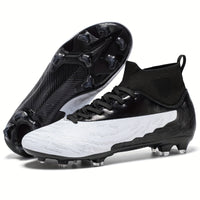 Men's Football Boots with Grip & High Ankle Design – Dario-Black White-7-State of Style