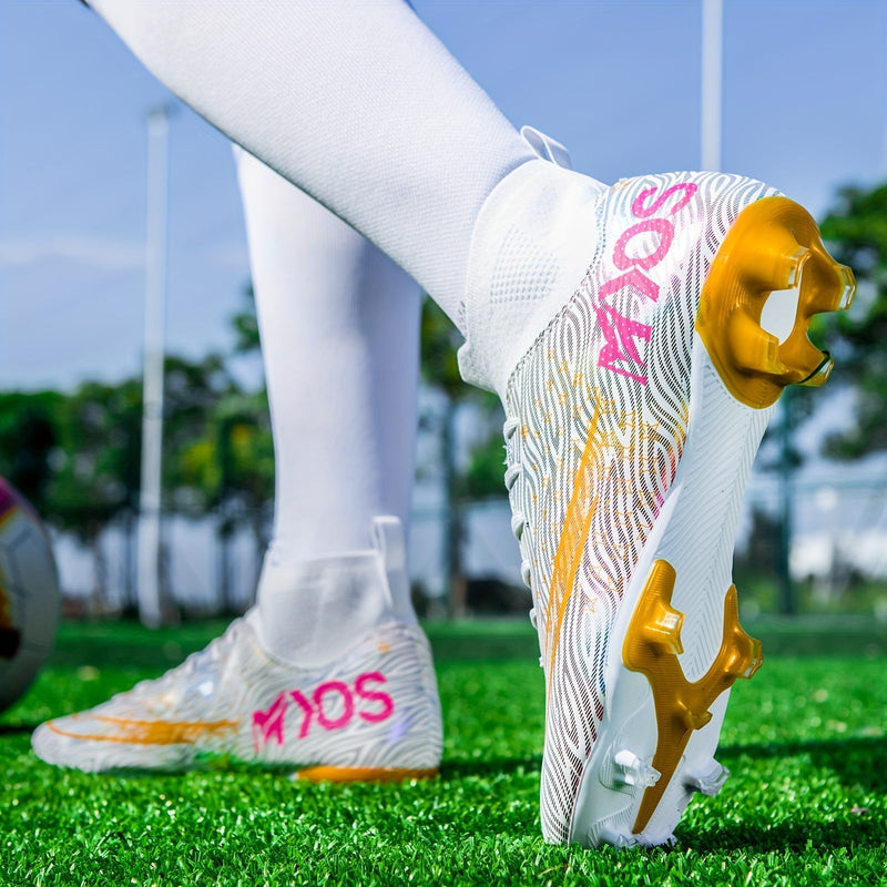 Men's Football Boots with Grip & High Ankle Design – Dario-White-7-State of Style