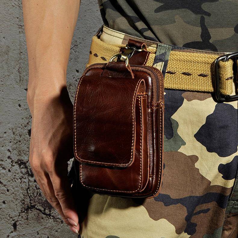 Men's High-Quality Leather Waist Bag - Guardian Leather-Dark Brown-State of Style
