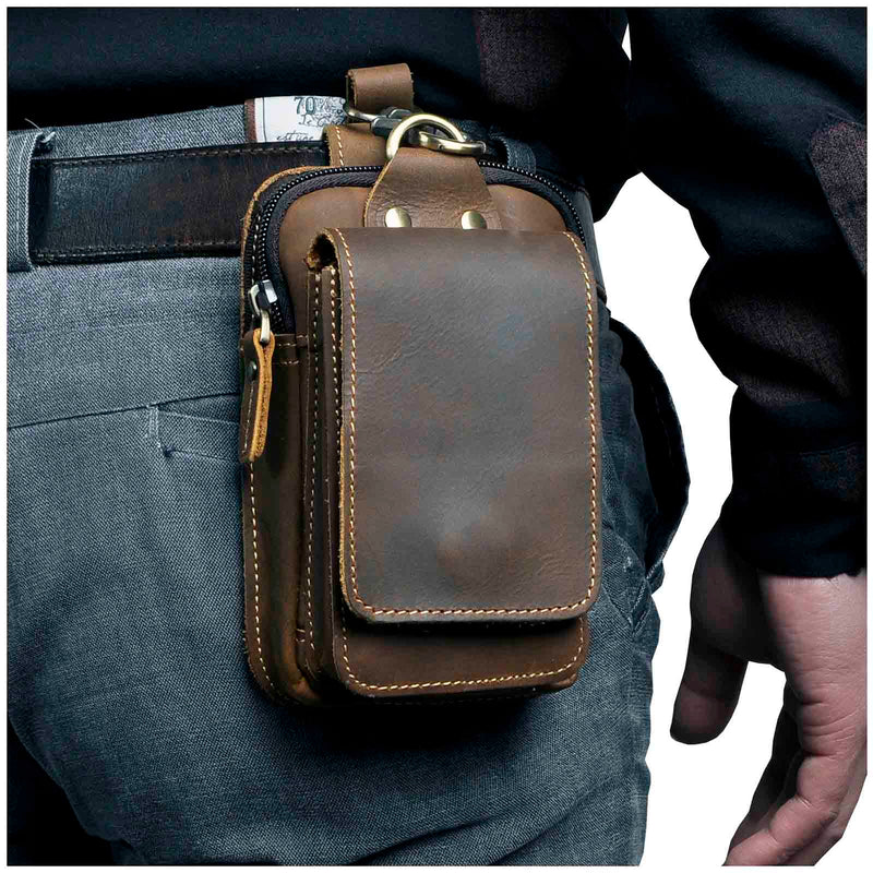 Men's High-Quality Leather Waist Bag - Guardian Leather-Dark Brown-State of Style