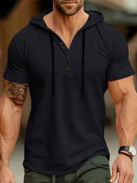 Men's Hoodie T-shirt with Button Closure – Mason-Black-S-State of Style