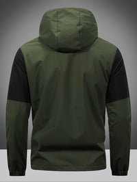 Men's Jacket with Zip, Hood, and Colour Block Design – Milan-Army Green-S-State of Style