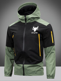 Men's Jacket with Zip, Hood, and Colour Block Design – Milan-Green-S-State of Style