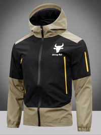 Men's Jacket with Zip, Hood, and Colour Block Design – Milan-Khaki-S-State of Style