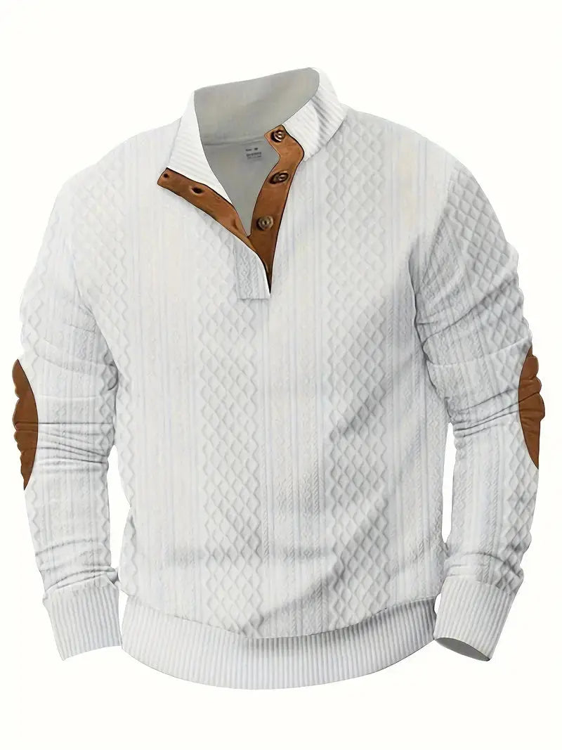 Men's Knitted Outdoor Sweater with Patches - Logan-Black-S-State of Style