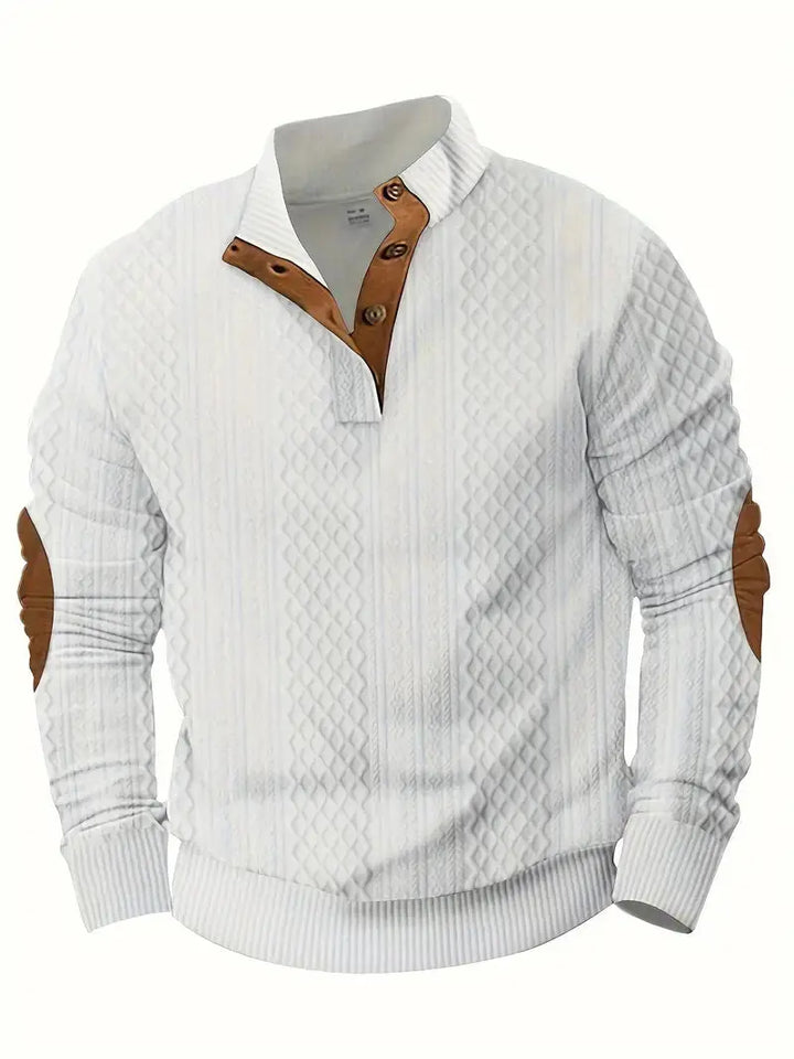 Men's Knitted Outdoor Sweater with Patches - Logan-Black-S-State of Style