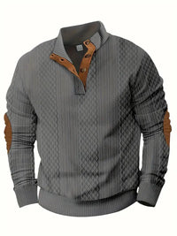 Men's Knitted Outdoor Sweater with Patches - Logan-Black-S-State of Style