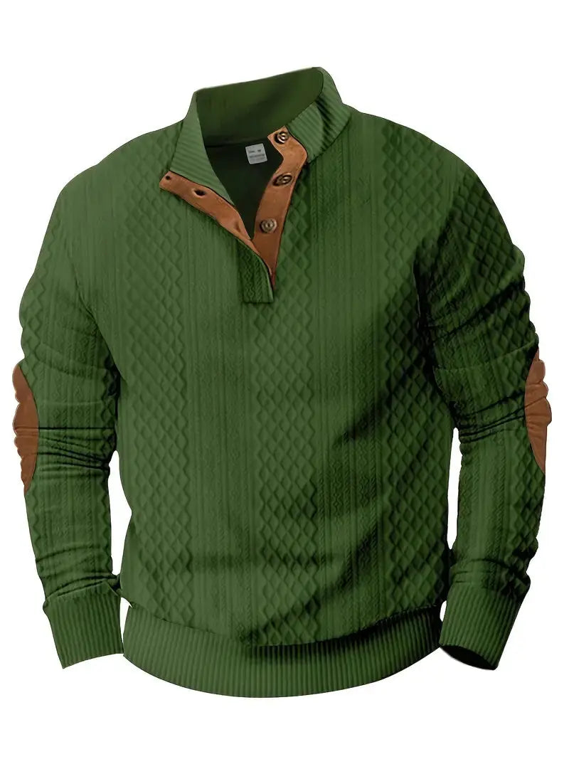 Men's Knitted Outdoor Sweater with Patches - Logan-Black-S-State of Style
