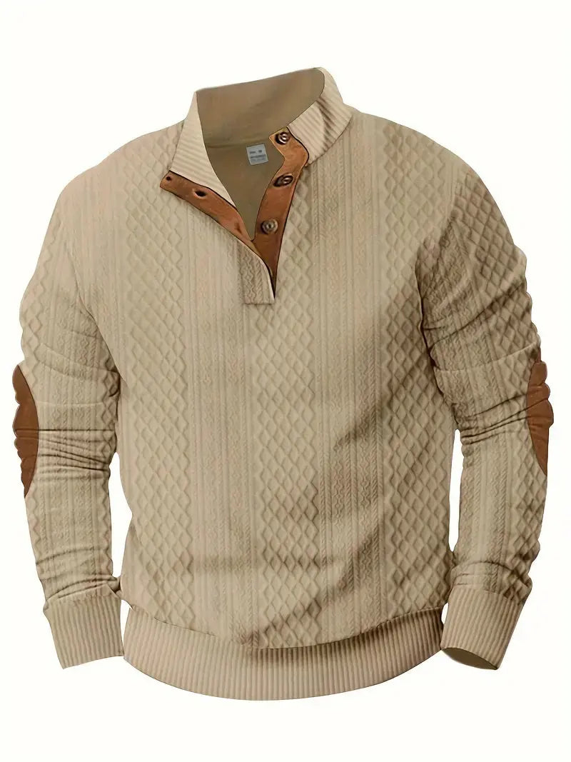 Men's Knitted Outdoor Sweater with Patches - Logan-Black-S-State of Style
