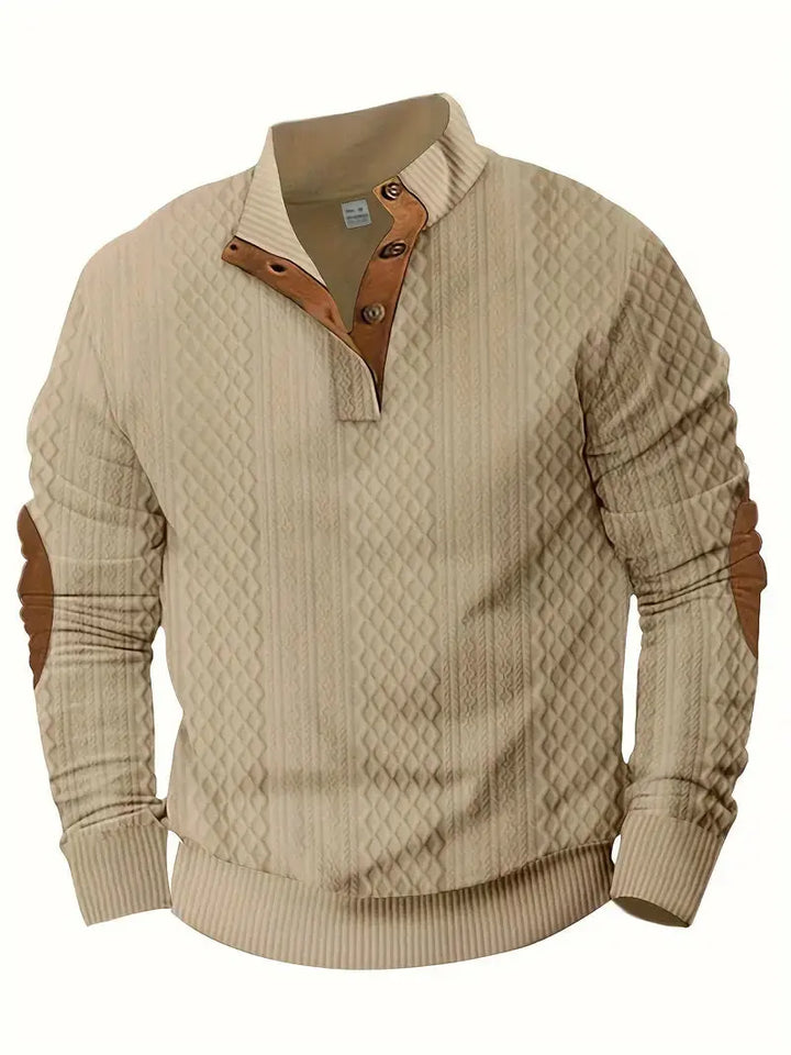 Men's Knitted Outdoor Sweater with Patches - Logan-Black-S-State of Style