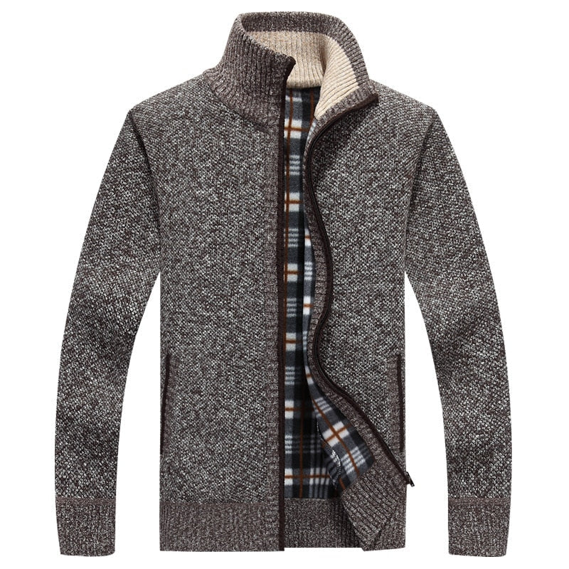Men's Knitted Zipped Cardigan - Victor-Brown-M-State of Style