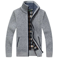 Men's Knitted Zipped Cardigan - Victor-Light Grey-M-State of Style
