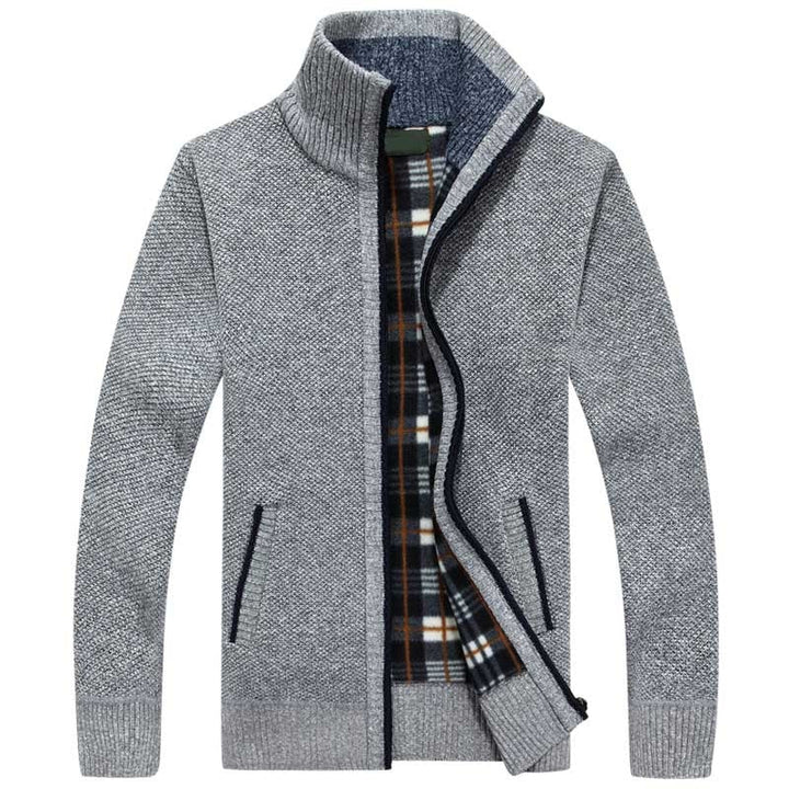 Men's Knitted Zipped Cardigan - Victor-Light Grey-M-State of Style