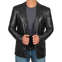 Men's Leather Blazer – Leonardo-Black-S-State of Style