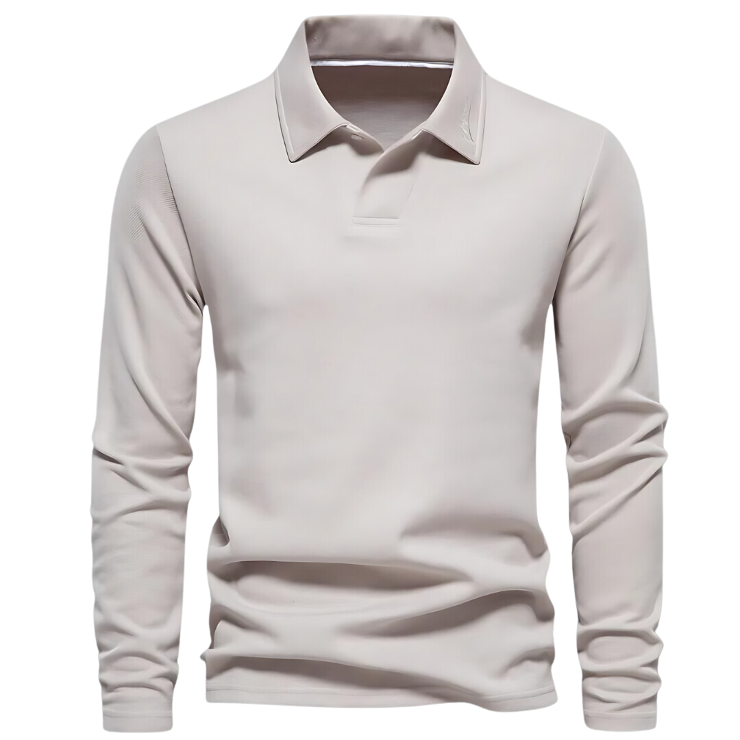 Men's Long Sleeve Polo Shirt - Vince-Beige-S-State of Style