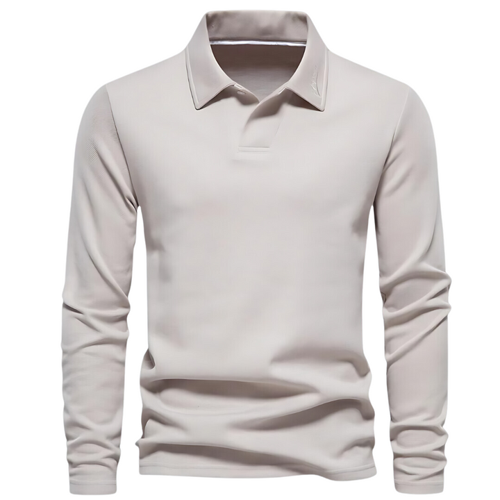 Men's Long Sleeve Polo Shirt - Vince-Beige-S-State of Style