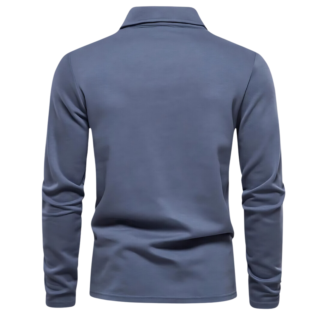 Men's Long Sleeve Polo Shirt - Vince-Blue-S-State of Style