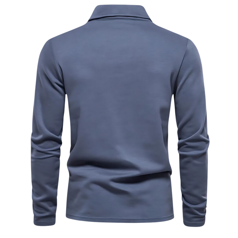 Men's Long Sleeve Polo Shirt - Vince-Blue-S-State of Style