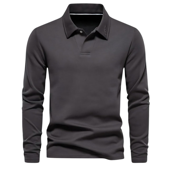 Men's Long Sleeve Polo Shirt - Vince-Dark Grey-S-State of Style