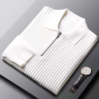 Men's Merino Zip Polo Sweater - Ethan-White-M-State of Style