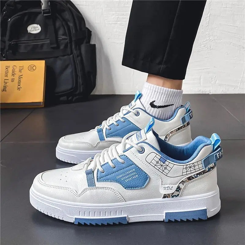 Men's Non-Slip Lace-Up Shoes - Max-White & Blue-6-State of Style