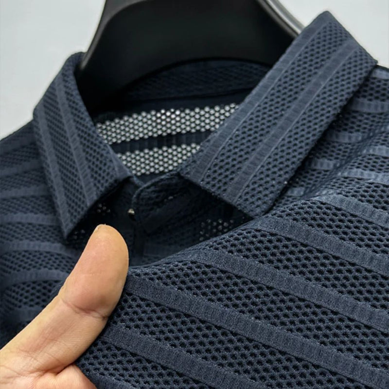 Men's Performance Airflow Polo Shirt | Breathable and Stylish-Deep Blue-S-State of Style