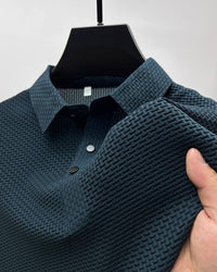 Men's Polo Shirt in Breathable Mesh - Matteo-Blue-M-State of Style