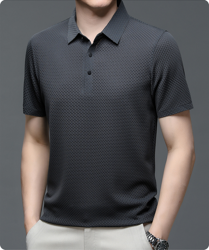 Men's Polo Shirt in Breathable Mesh - Matteo-White-M-State of Style