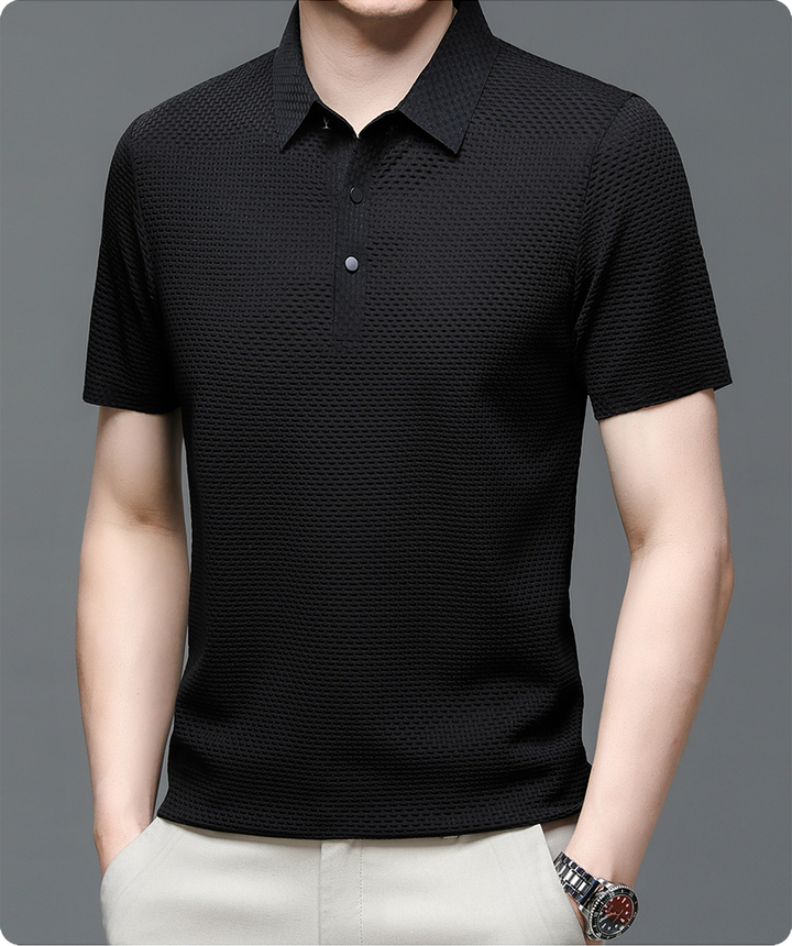 Men's Polo Shirt in Breathable Mesh - Matteo-White-M-State of Style