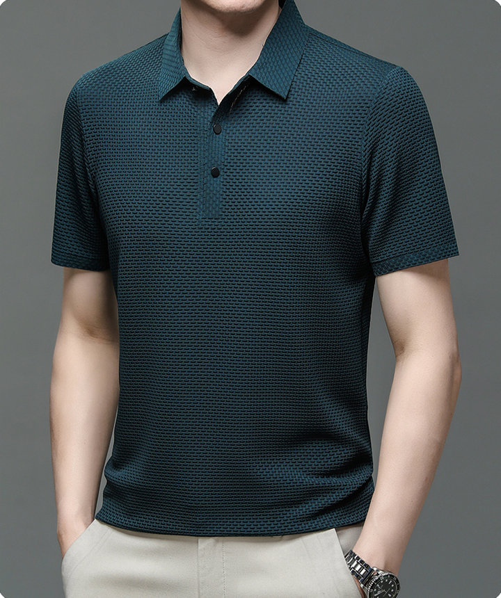 Men's Polo Shirt in Breathable Mesh - Matteo-White-M-State of Style