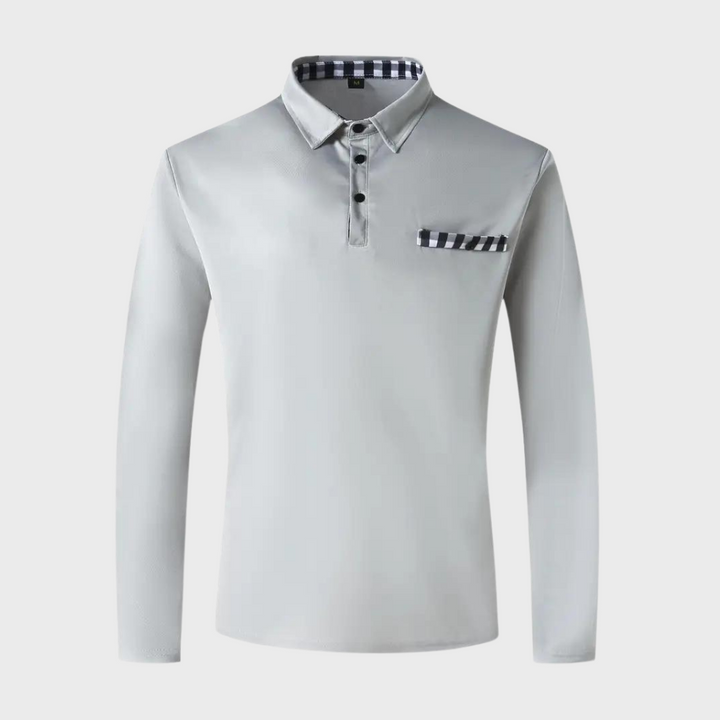 Men's Polo Shirt with Long Sleeves - Oliver-Black-S-State of Style