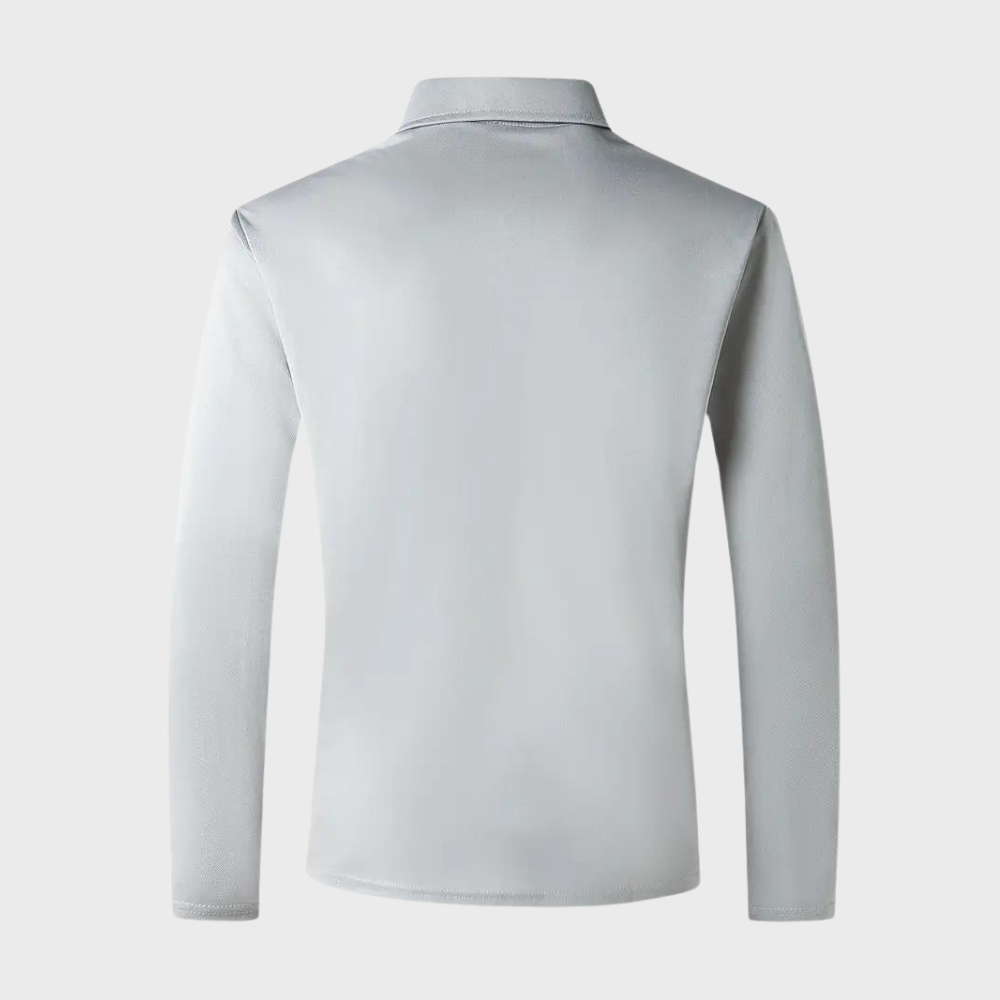 Men's Polo Shirt with Long Sleeves - Oliver-Black-S-State of Style