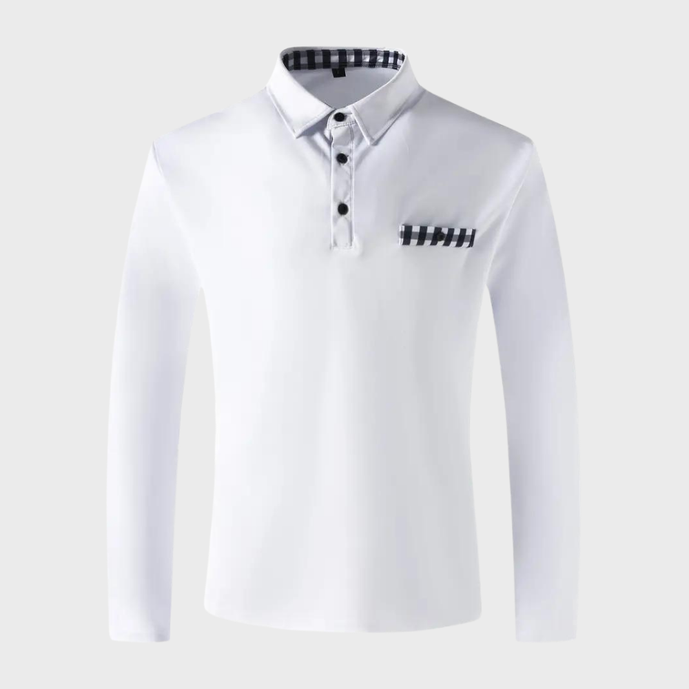 Men's Polo Shirt with Long Sleeves - Oliver-Black-S-State of Style