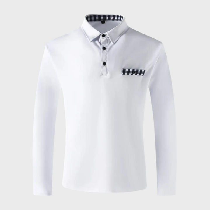Men's Polo Shirt with Long Sleeves - Oliver-Black-S-State of Style