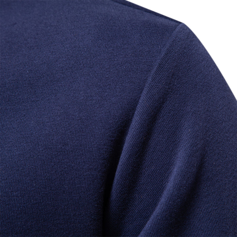 Men's Polo Sweater with Long Sleeves - Rafael-Dark Blue-S-State of Style