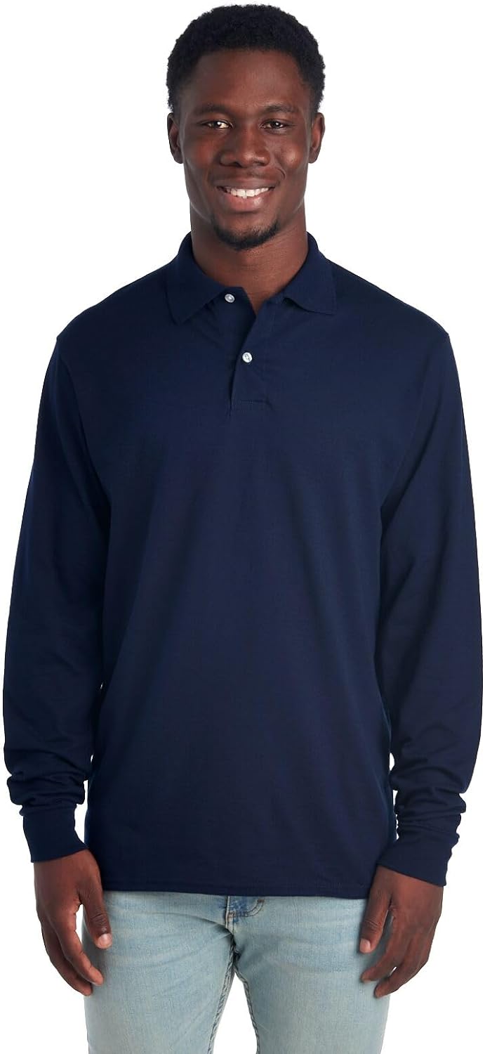 Men's Polo with Long Sleeves - Mark-Dark blue-S-State of Style