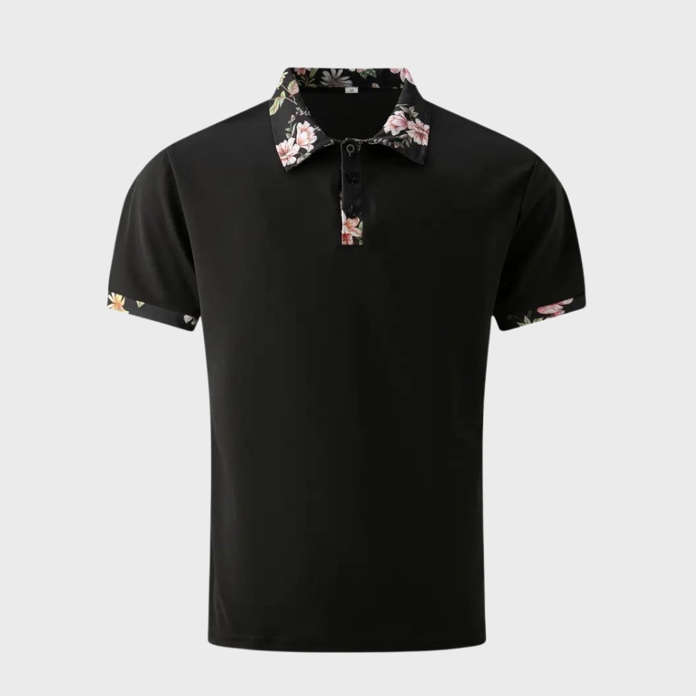 Men's Polo with Subtle Print - Noah-Black-XS-State of Style