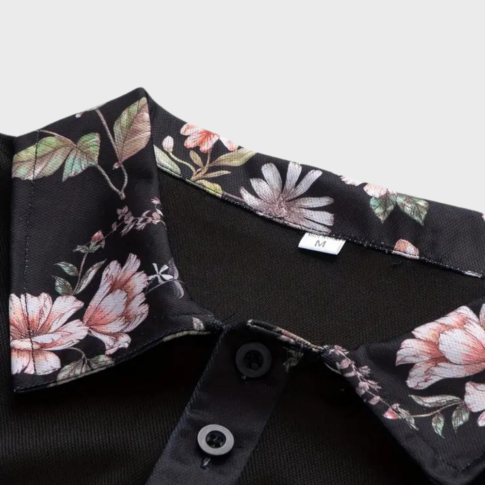 Men's Polo with Subtle Print - Noah-Black-XS-State of Style