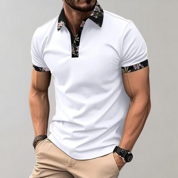 Men's Polo with Subtle Print - Noah-White-XS-State of Style