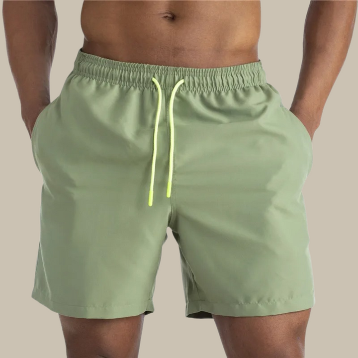 Men's Quick-Drying Swim Shorts | Stretch Fabric | Mid-Length Shorts-Olive Green-S-State of Style