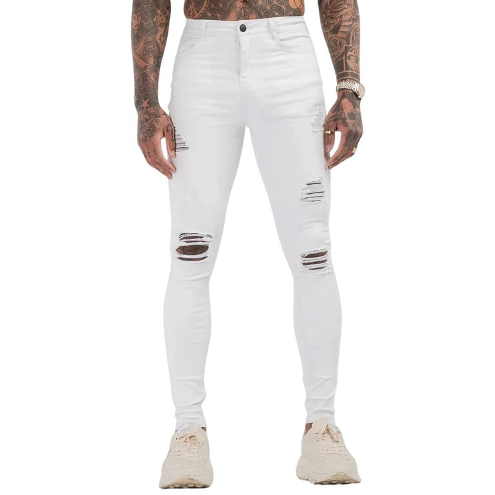 Men's Ripped Skinny Jeans | Trendy & Comfortable-White-30-State of Style