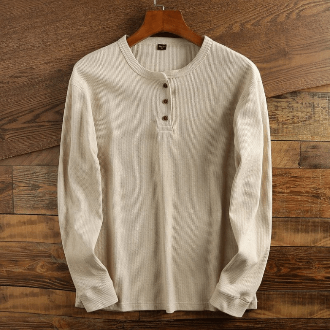 Men's Shirt with Waffle Structure - Mason-Khaki-S-State of Style